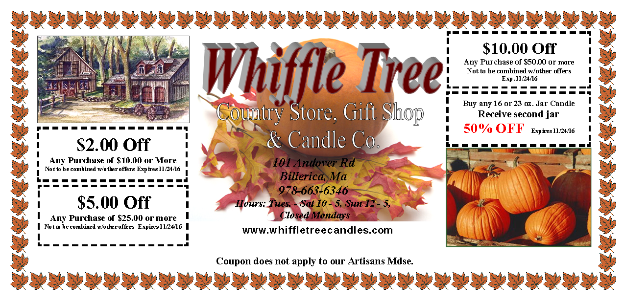 Whiffletree Candles Current Specials